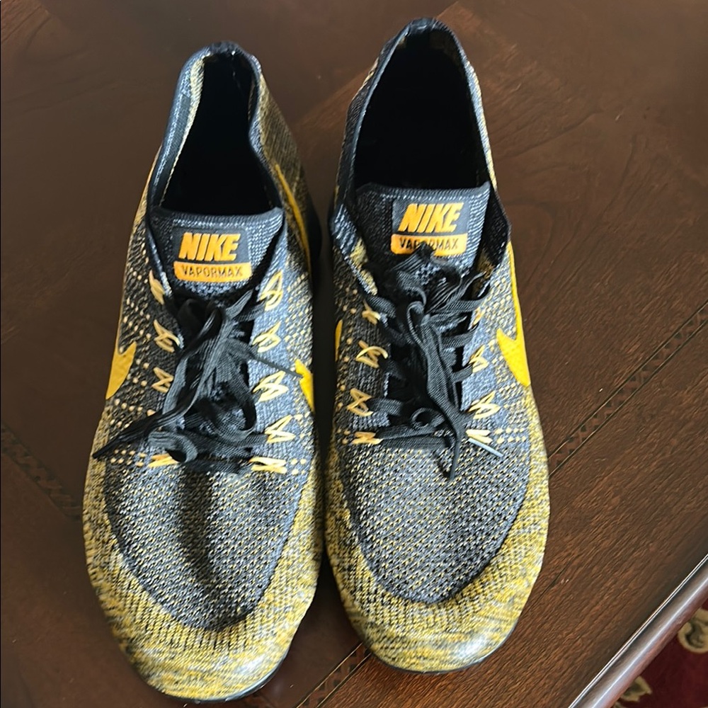 Nike Black and Yellow Athletic Shoes with Knit Upper